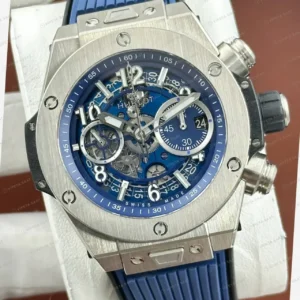 Hublot Big Bang Mavi Kronograf Çelik Kauçuk Parlak Super Clone ETA Saat kırp kapak