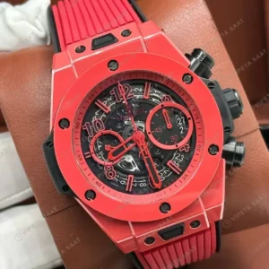 Hublot Big Bang Kırmızı Seramik Skeleton Kronograf Super Clone ETA Saat kırp kapak