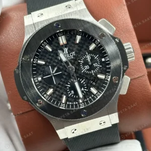 Hublot Big Bang Çelik Seramik Siyah Kronograf Super Clone ETA Saat kırp kapak