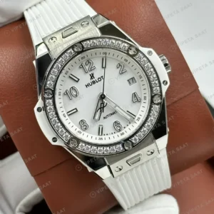 Hublot Big Bang Beyaz Kadran Elmas Taşlı Gündüz Super Clone ETA Saat kırp kapak