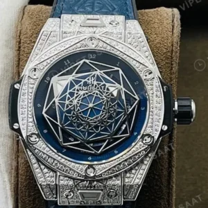 Hublot Big Bang Sang Bleu Baget Kasa Mavi Kadran Mavi Deri Super Clone ETA Saat kırp kapak