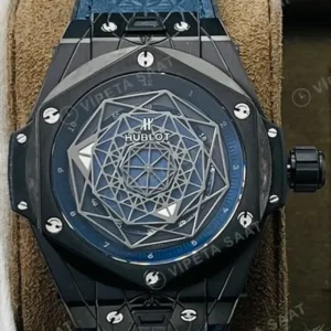 Hublot Big Bang Sang Bleu Seramik Kasa Gumus Kadran Mavi Deri Super Clone ETA Saat kırp kapak