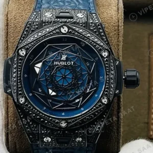 Hublot Big Bang Sang Bleu Siyah Baget Kasa Mavi Kadran Mavi Deri Super Clone ETA Saat kırp kapak