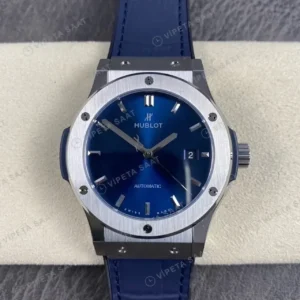 Hublot Classic Fusion Mavi Kadran Celik Kasa Mavi Deri Kordon Super Clone ETA Saat kırp kapak