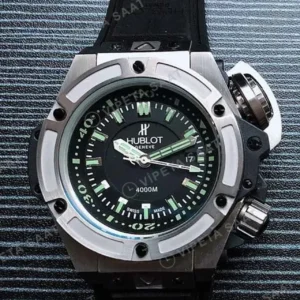 Hublot King Power Oceanographic 4000 Siyah Kadran Kaucuk Kordon Super Clone ETA Saat kırp kapak