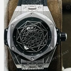 Hublot Big Bang Sang Bleu Celik Kasa Siyah Kadran Siyah Deri Super Clone ETA Saat kırp kapak