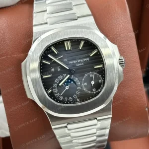Patek Philippe Nautilus 5712 40 mm Gri Kadran Guc Gostergeli Kaucuk Super Clone ETA Saat kırp kapak