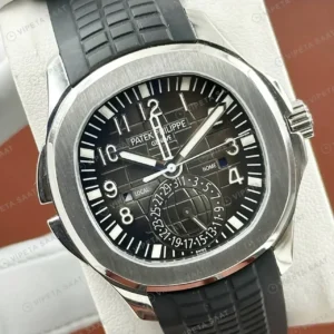 Patek Philippe Aquanaut 5968 42.2 mm Siyah Kronograf Kaucuk Super Clone ETA Saat kırp kapak