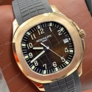 Patek Philippe Aquanaut 5167 40.8 mm Rose Gold Kahve Kaucuk Super Clone ETA Saat kırp kapak