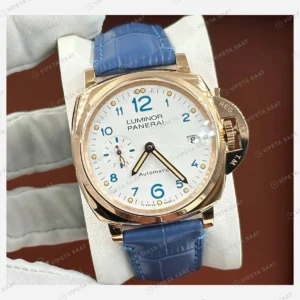 Panerai 38 mm PAM01247 Luminor Due Mavi Kadran Altın Super Clone ETA Eta Saat detay 4