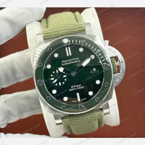 Panerai 42 mm PAM01069 Submersible Yeşil Kadran Nato Super Clone ETA Eta Saat detay 5