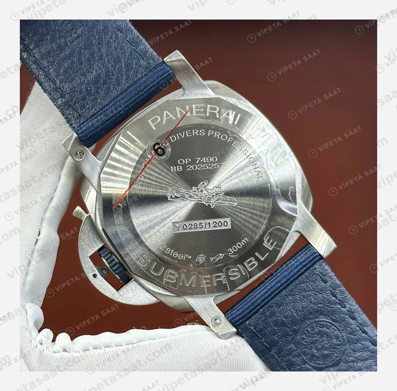 Panerai 42 mm PAM01664 Submersible Mavi Kadran Kauçuk Super Clone ETA Eta Saat detay 6