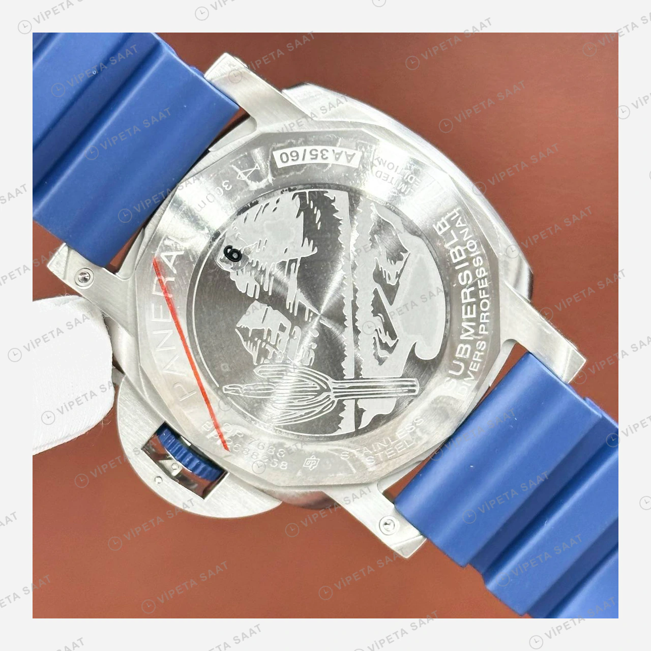 Panerai 42 mm PAM01664 Submersible Mavi Kadran Mavi Bezel Super Clone ETA Eta Saat detay 6