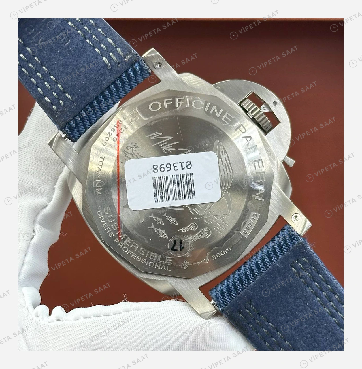 Panerai 42 mm PAM01664 Submersible Mavi Kadran Nato Super Clone ETA Eta Saat detay 6