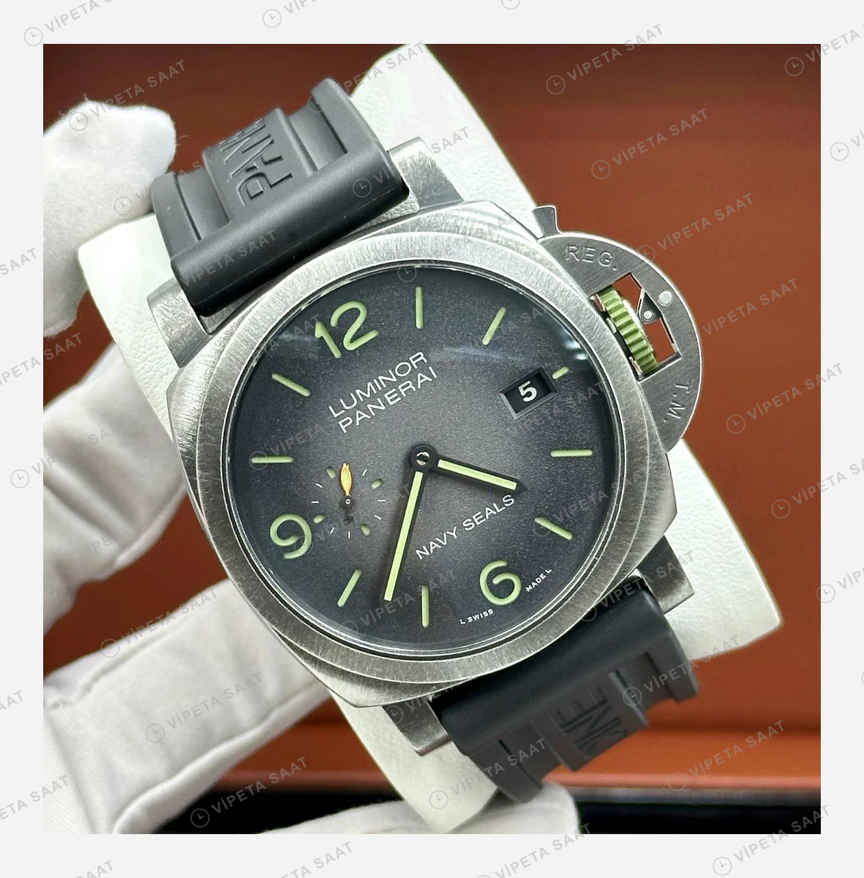 Panerai 44 mm PAM01312 Luminor Marina Gri Kadran Super Clone ETA Eta Saat detay 7