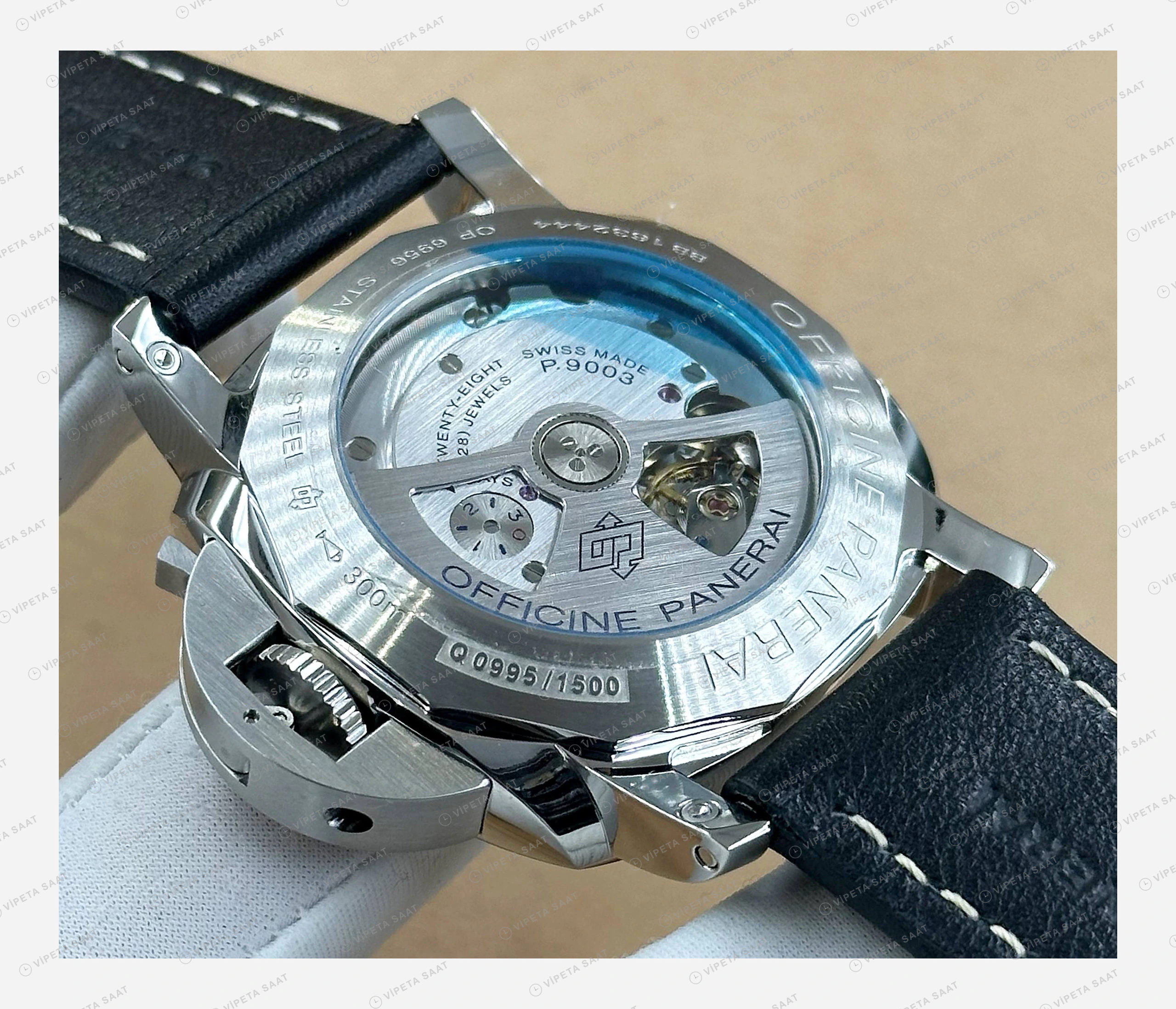 Panerai 44 mm PAM01312 Luminor Marina Siyah Kadran Deniz 4 Super Clone ETA Eta Saat detay 7