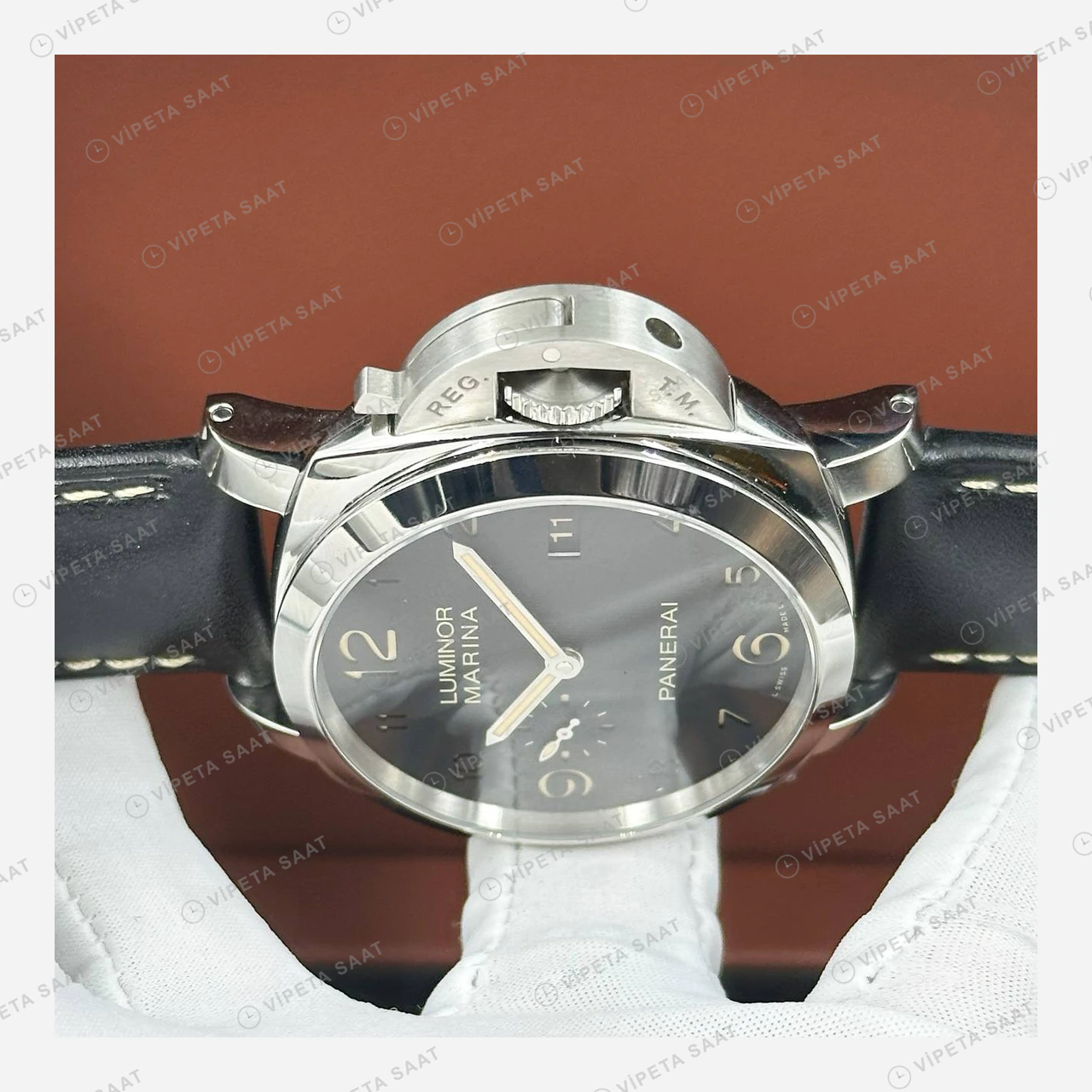 Panerai 44 mm PAM01312 Luminor Marina Siyah Kadran Deniz Super Clone ETA Eta Saat detay 5