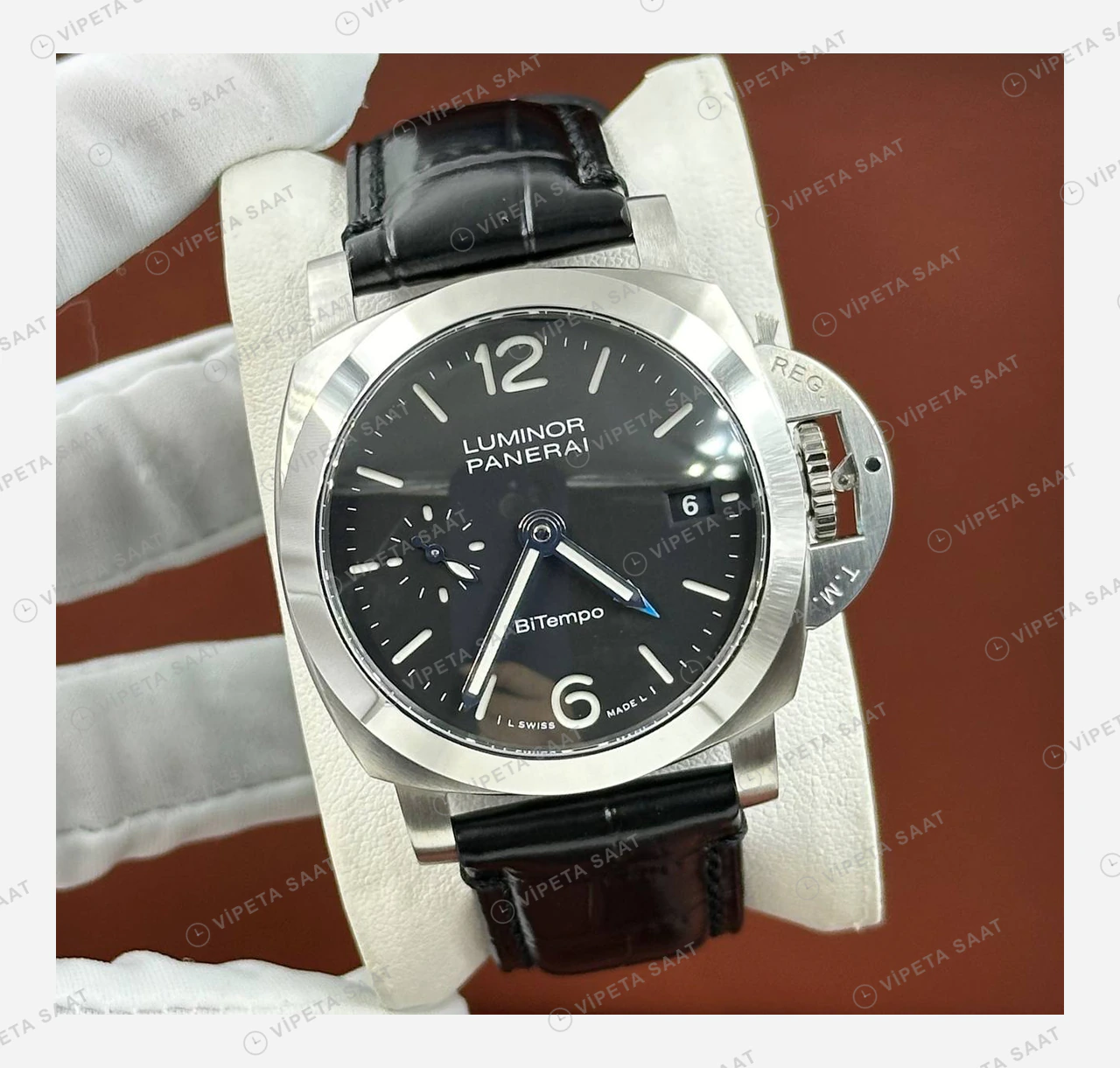 Panerai 44 mm PAM01312 Luminor Marina Siyah Kadran Klasik Super Clone ETA Eta Saat detay 5