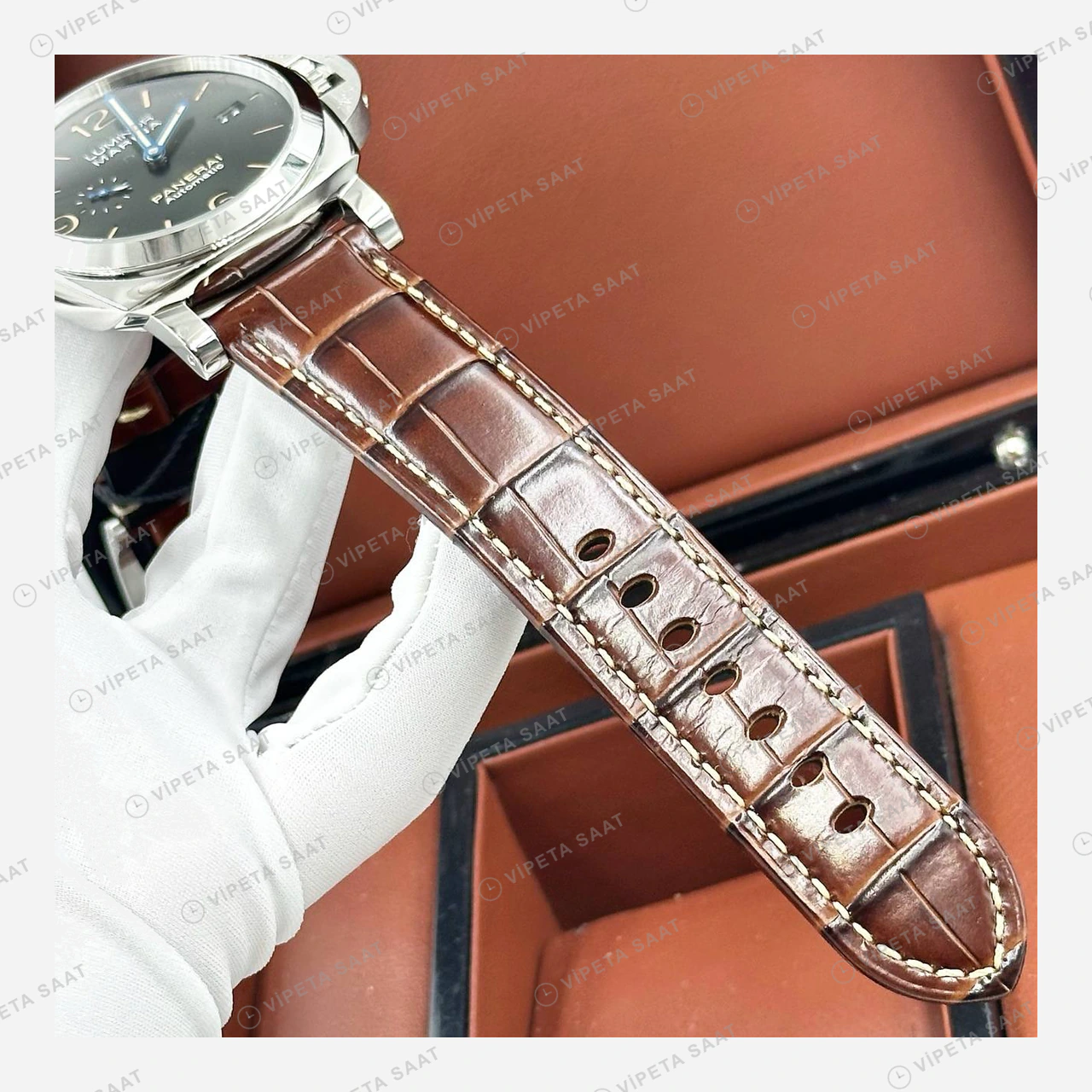 Panerai 44 mm PAM01312 Luminor Marina Siyah Kadran Şık 2 Super Clone ETA Eta Saat detay 5