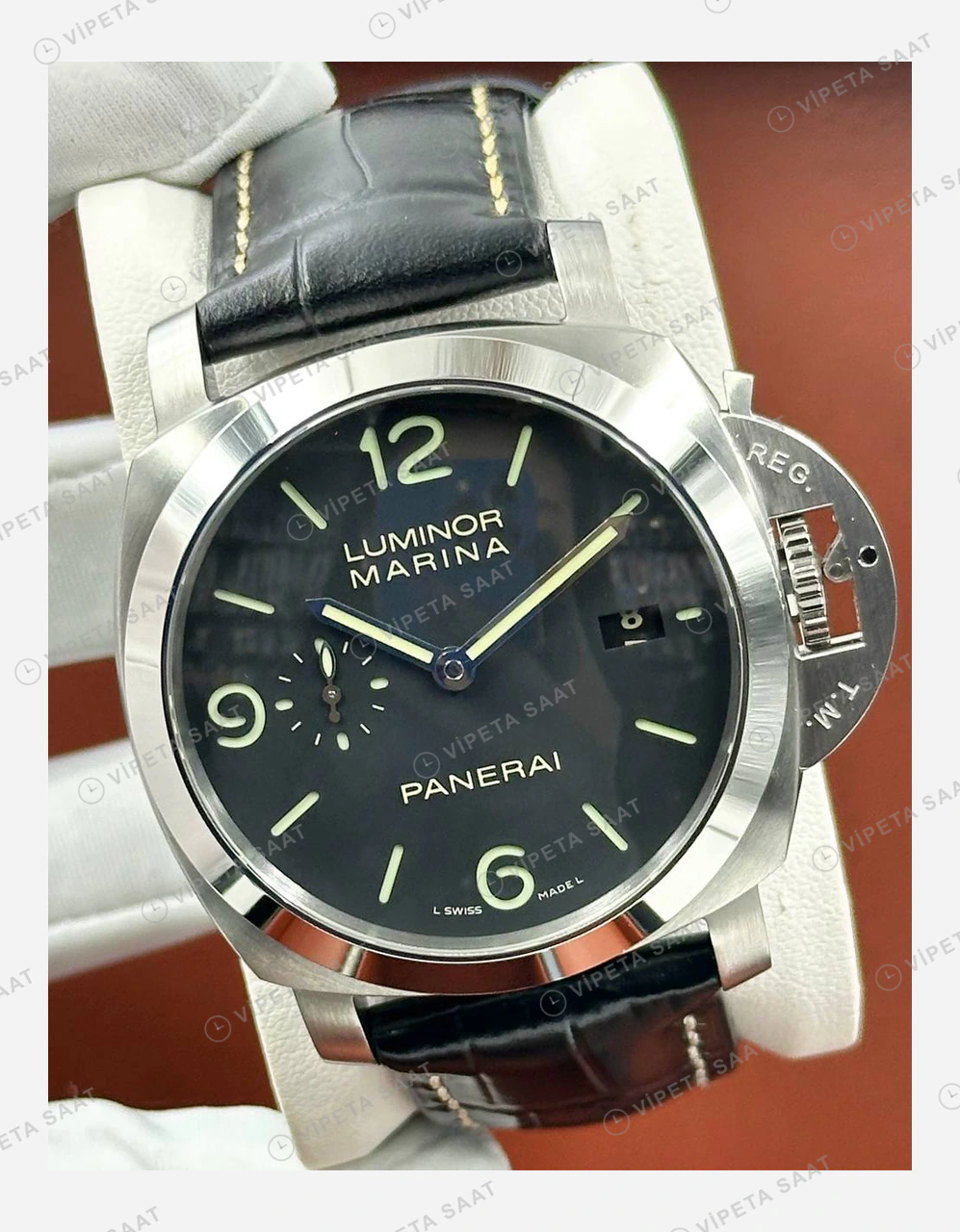 Panerai 44 mm PAM01312 Luminor Marina Siyah Kadran Şık Super Clone ETA Eta Saat detay 4