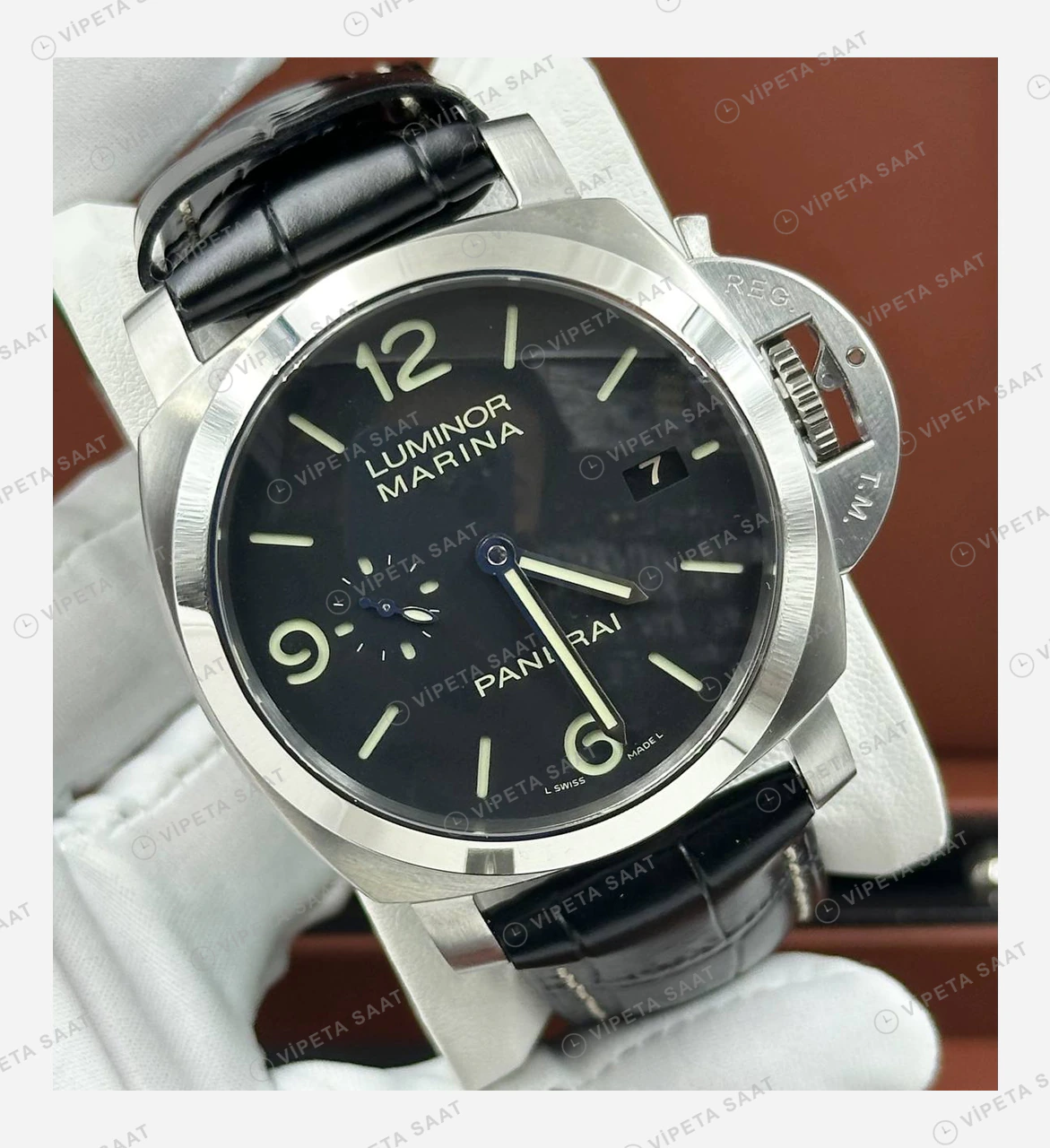 Panerai 44 mm PAM01312 Luminor Marina Siyah Kadran Usta Super Clone ETA Eta Saat detay 4