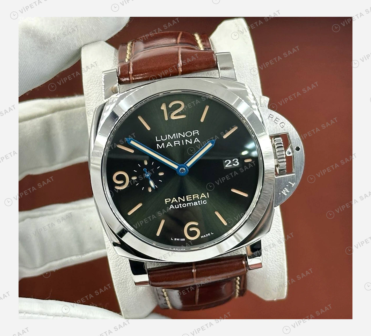 Panerai 44 mm PAM01312 Luminor Marina Siyah Kadran Zarif Super Clone ETA Eta Saat detay 6