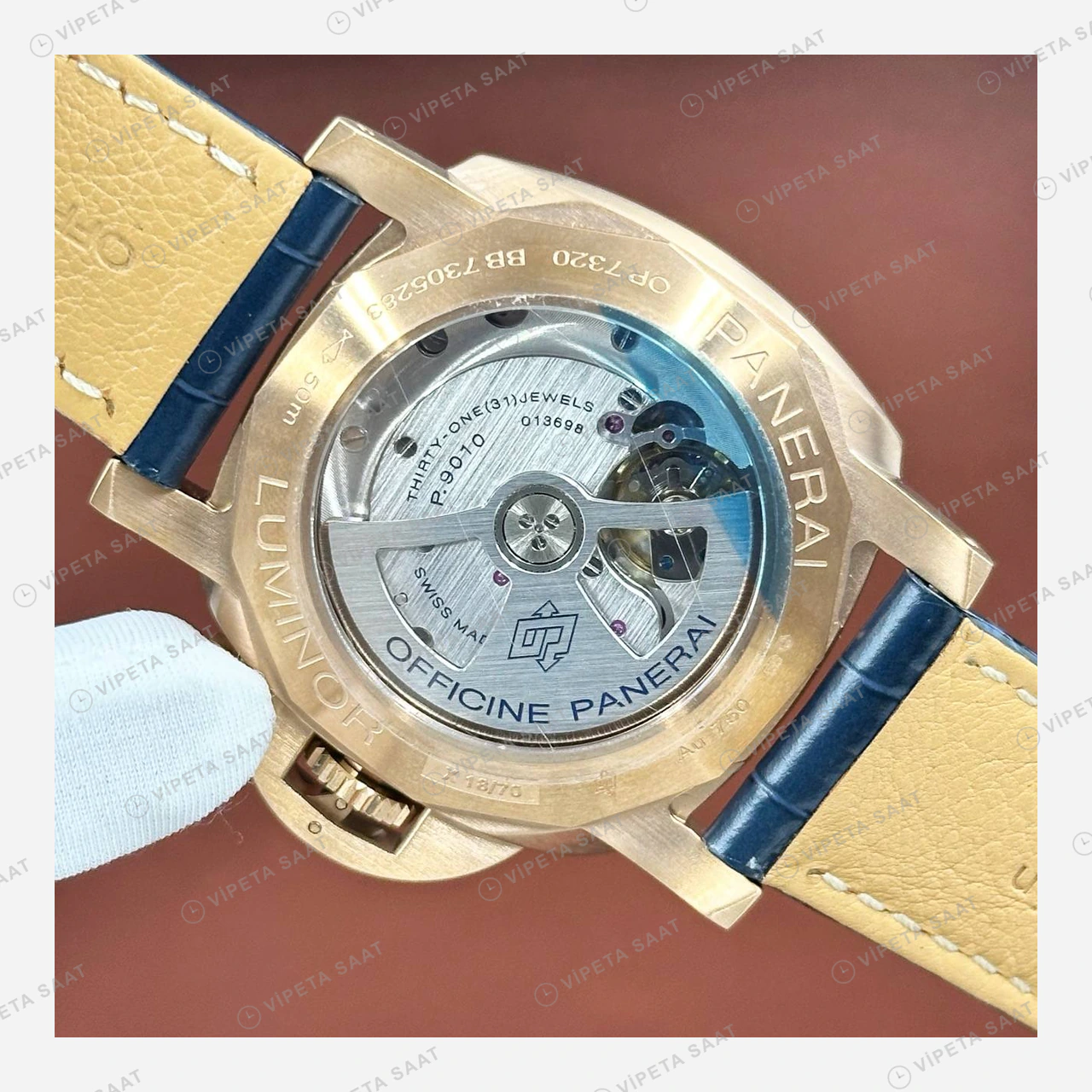 Panerai 44 mm PAM01314 Luminor Marina Bronzo Mavi Kadran Deniz Super Clone ETA Eta Saat detay 4