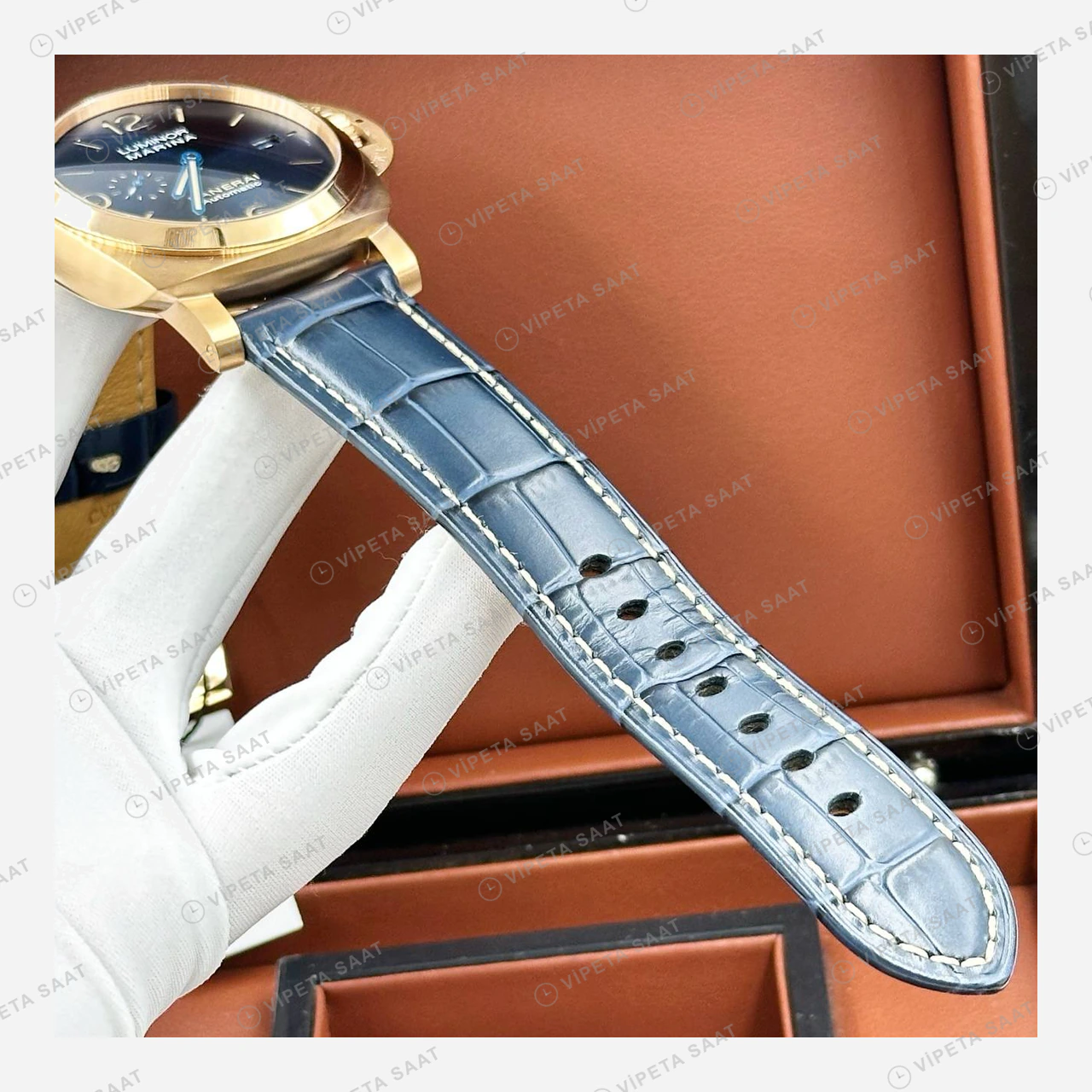 Panerai 44 mm PAM01314 Luminor Marina Bronzo Mavi Kadran Deniz Super Clone ETA Eta Saat detay 6