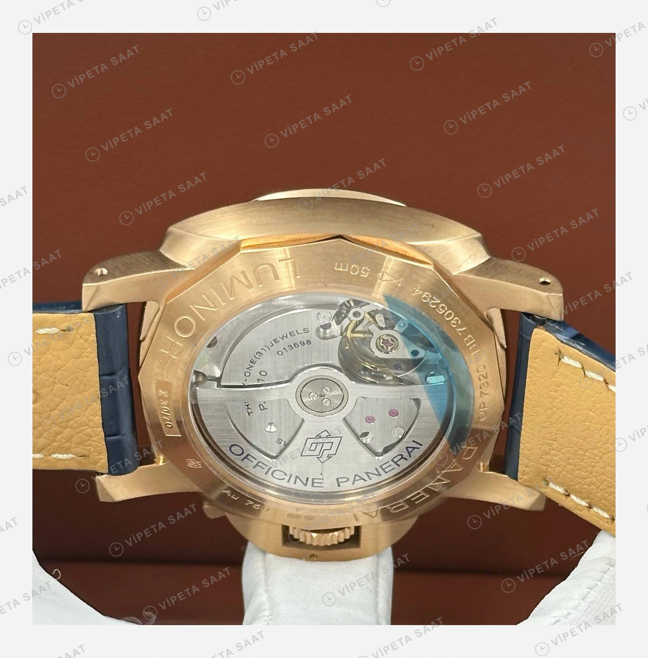 Panerai 44 mm PAM01314 Luminor Marina Bronzo Mavi Kadran Klasik Super Clone ETA Eta Saat detay 5