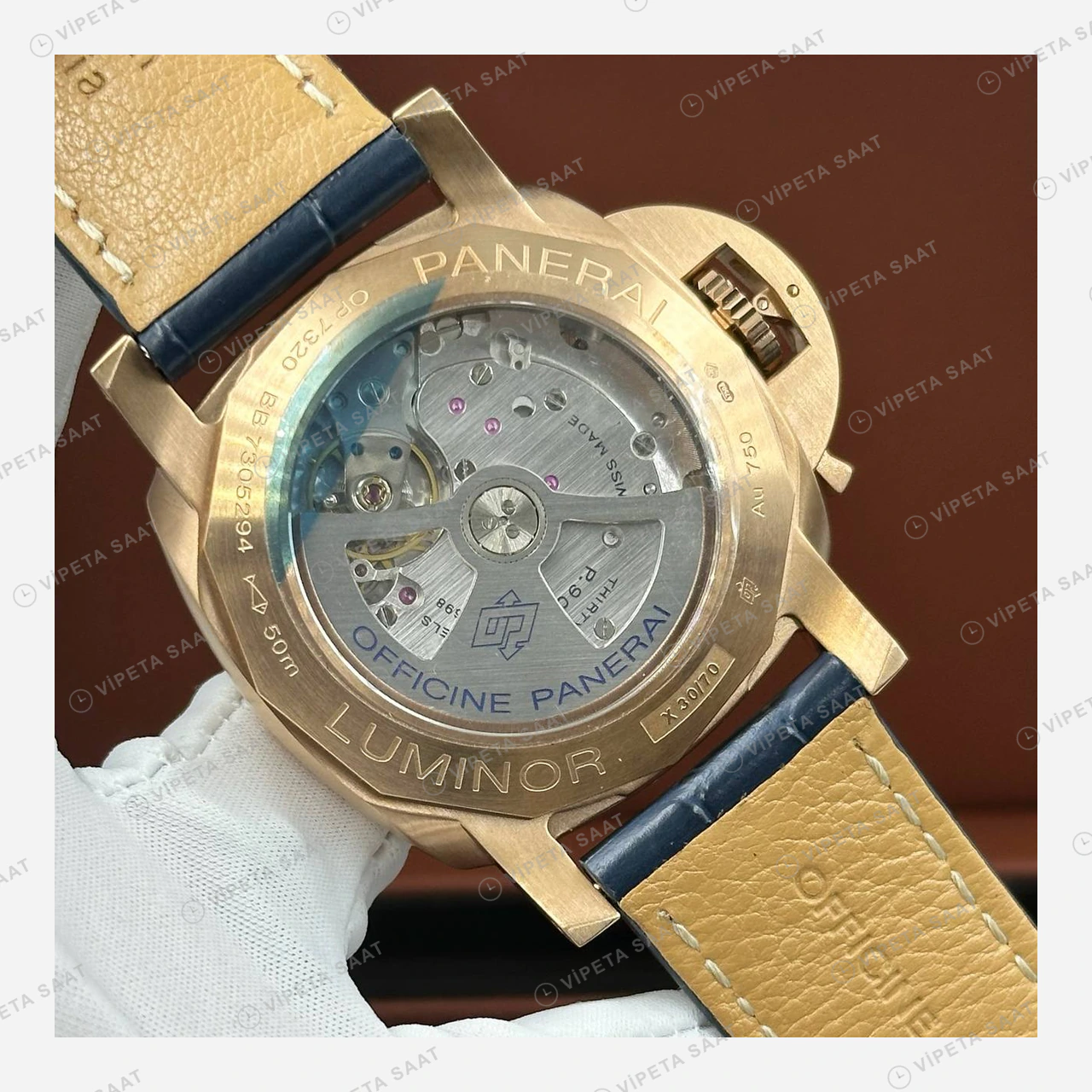 Panerai 44 mm PAM01314 Luminor Marina Bronzo Mavi Kadran Klasik Super Clone ETA Eta Saat detay 6