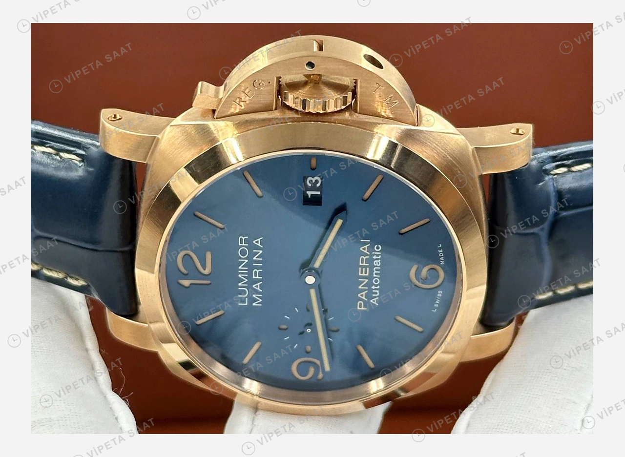 Panerai 44 mm PAM01314 Luminor Marina Bronzo Mavi Kadran Super Clone ETA Eta Saat karşıdan görünüm