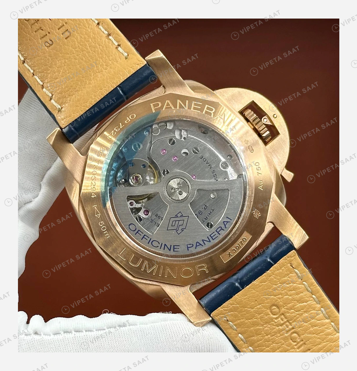 Panerai 44 mm PAM01314 Luminor Marina Bronzo Mavi Kadran Super Clone ETA Eta Saat detay 6