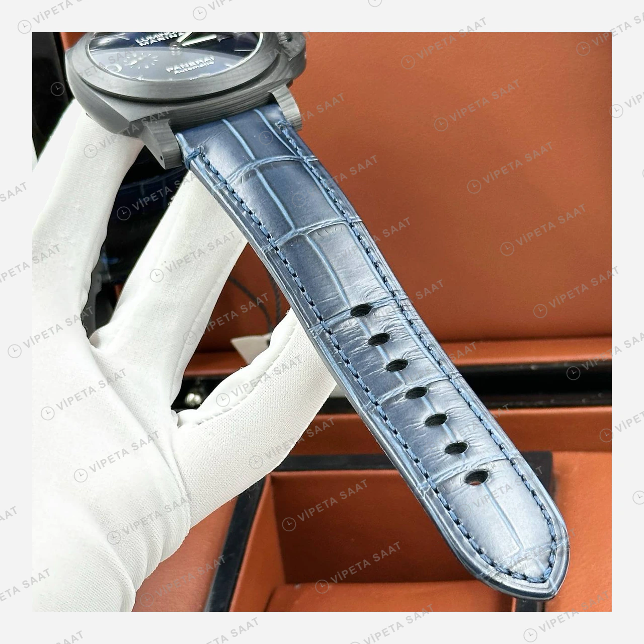 Panerai 44 mm PAM01314 Luminor Marina Karbon Mavi Kadran Deniz Super Clone ETA Eta Saat detay 5