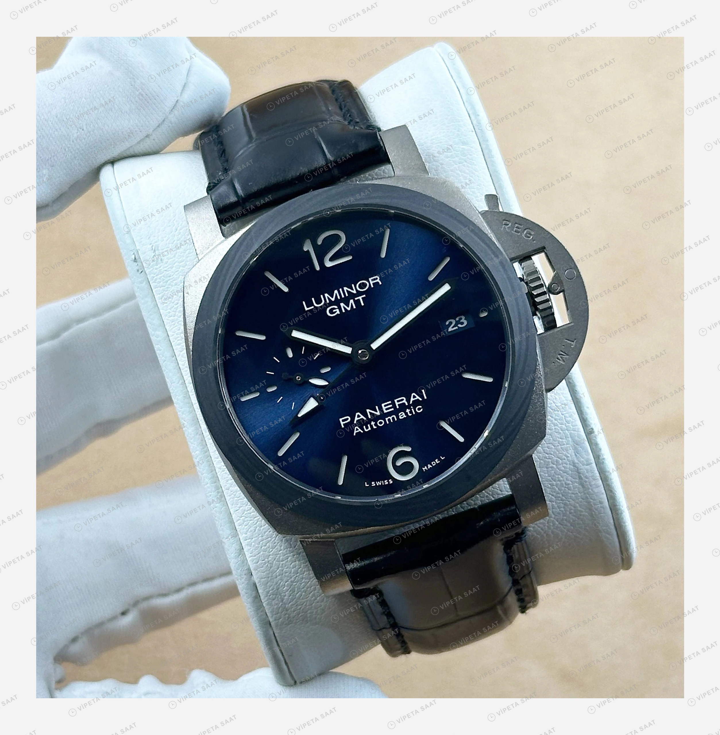 Panerai 44 mm PAM01314 Luminor Marina Karbon Mavi Kadran İkon Super Clone ETA Eta Saat detay 5