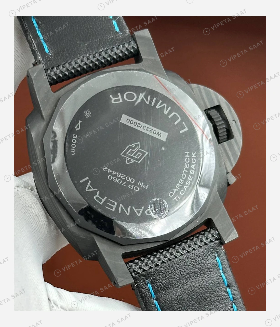 Panerai 44 mm PAM01314 Luminor Marina Karbon Mavi Kadran Super Clone ETA Eta Saat karşıdan görünüm