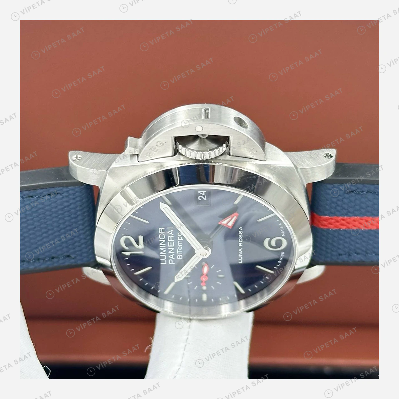 Panerai 44 mm PAM01314 Luminor Marina Mavi Kadran Gökyüzü Super Clone ETA Eta Saat detay 5