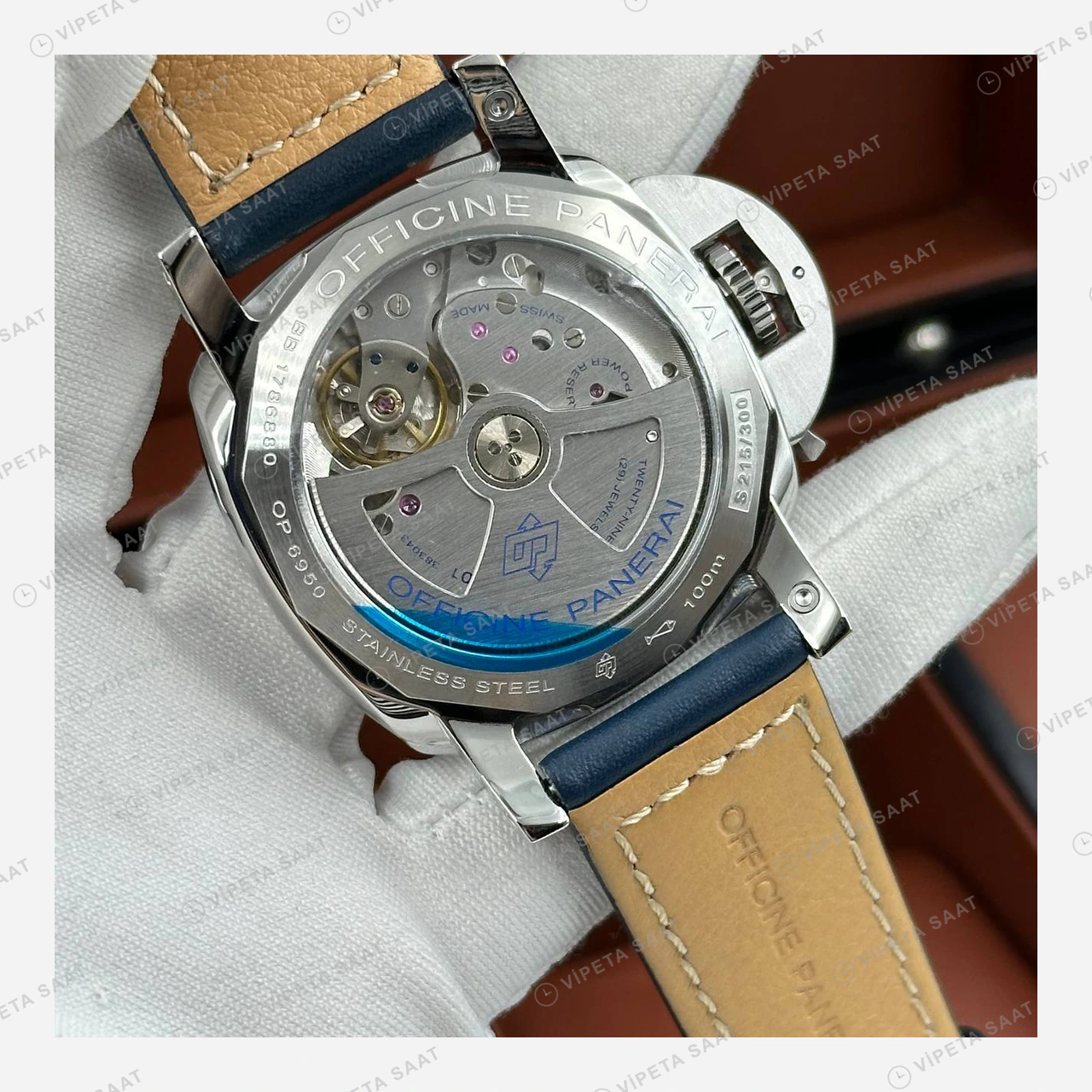 Panerai 44 mm PAM01314 Luminor Marina Mavi Kadran Super Clone ETA Eta Saat detay 4