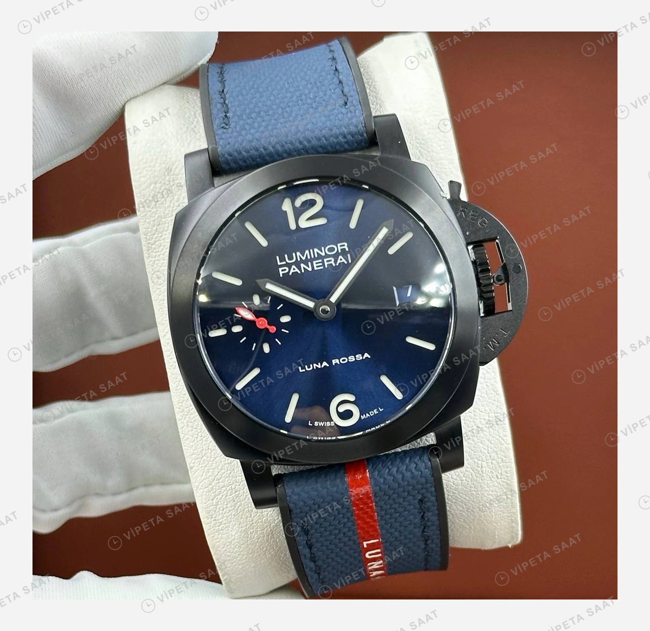 Panerai 44 mm PAM01314 Luminor Marina Mavi Kadran Zarif Super Clone ETA Eta Saat detay 5