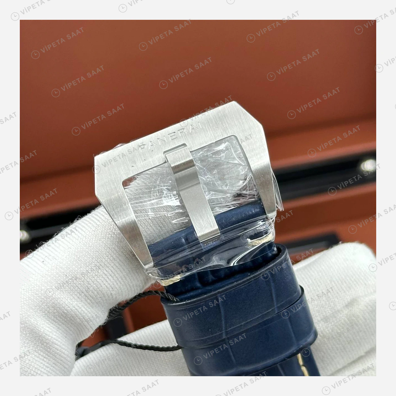 Panerai 44 mm PAM01314 Luminor Mavi Kadran Deri Klasik Super Clone ETA Eta Saat detay 5