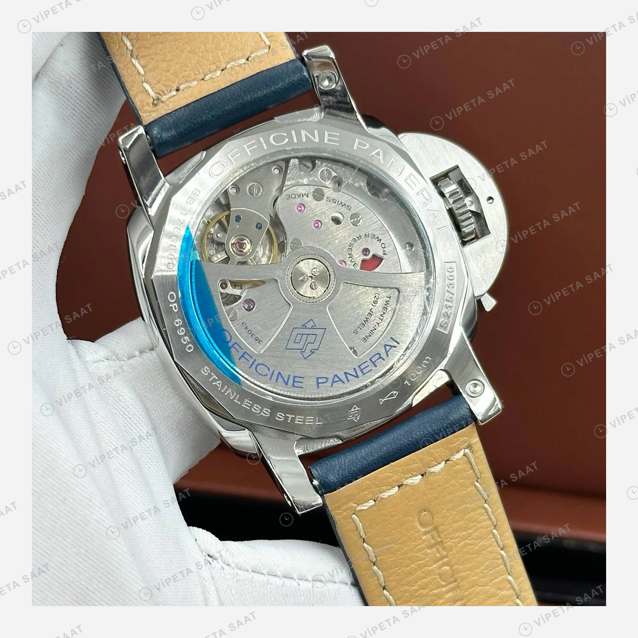Panerai 44 mm PAM01361 Luminor GMT Mavi Kadran Klasik Super Clone ETA Eta Saat detay 6