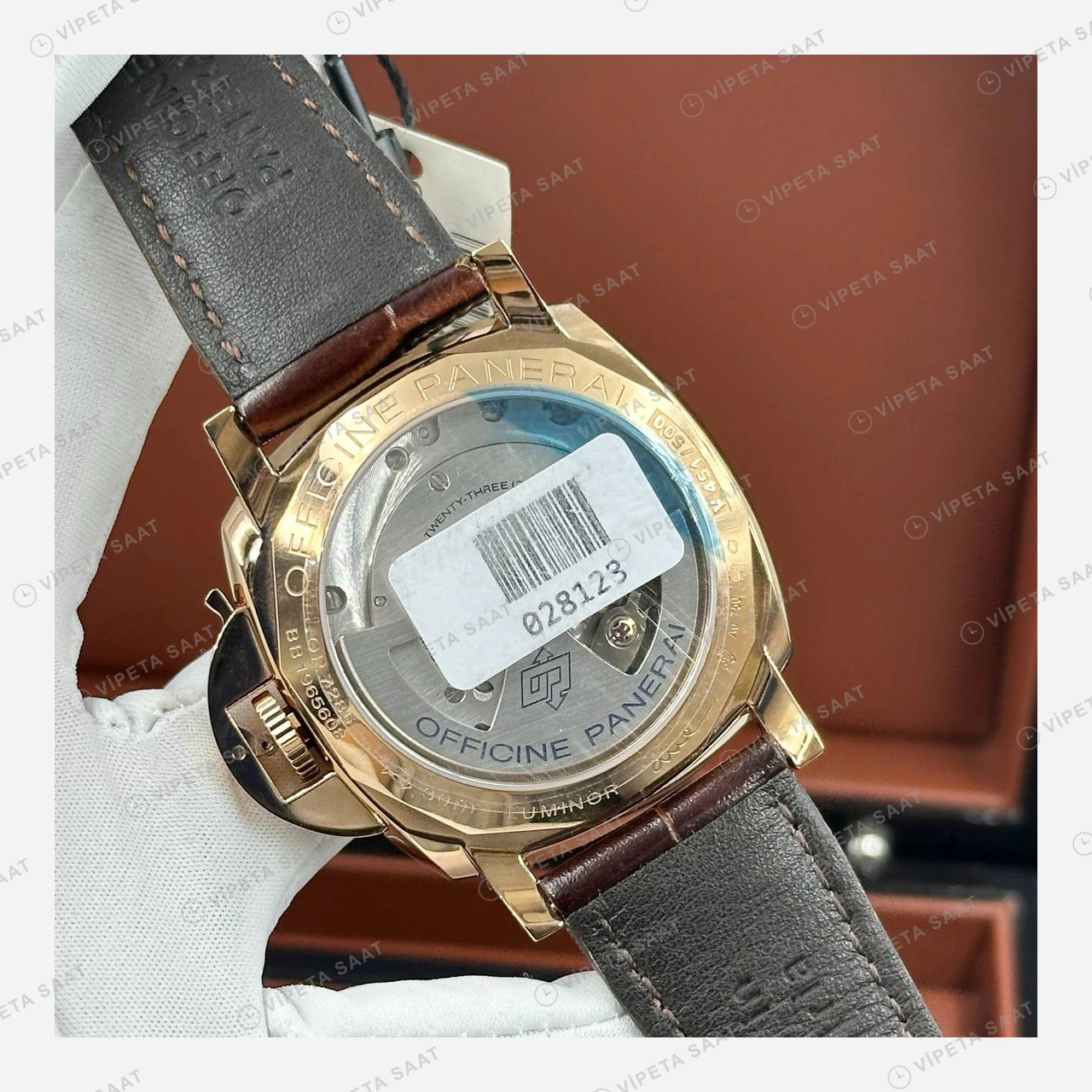 Panerai 44 mm PAM01371 Luminor Marina Beyaz Kadran Altın Klasik Super Clone ETA Eta Saat detay 6