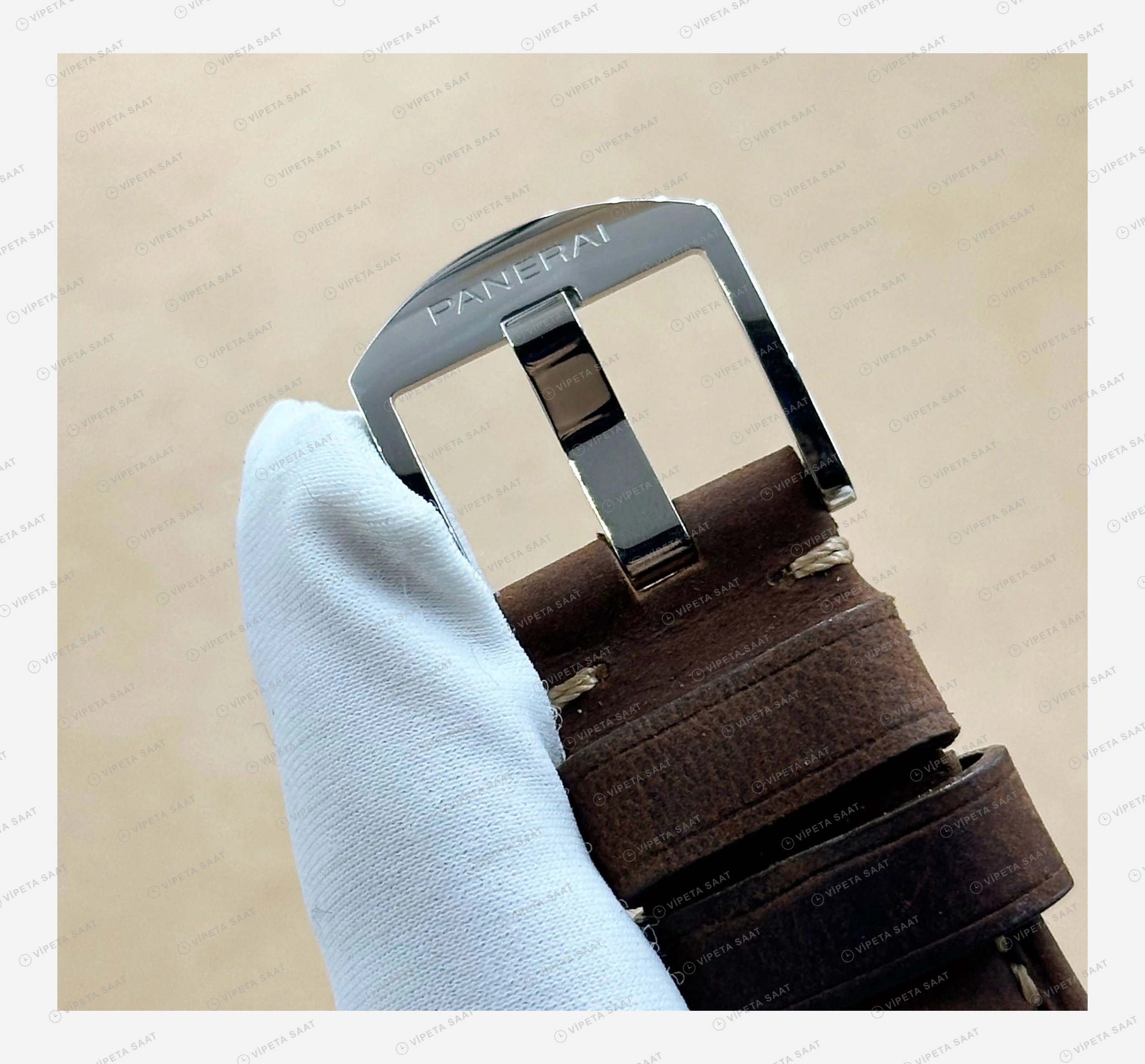 Panerai 44 mm PAM01371 Luminor Marina Beyaz Kadran Usta Super Clone ETA Eta Saat detay 5