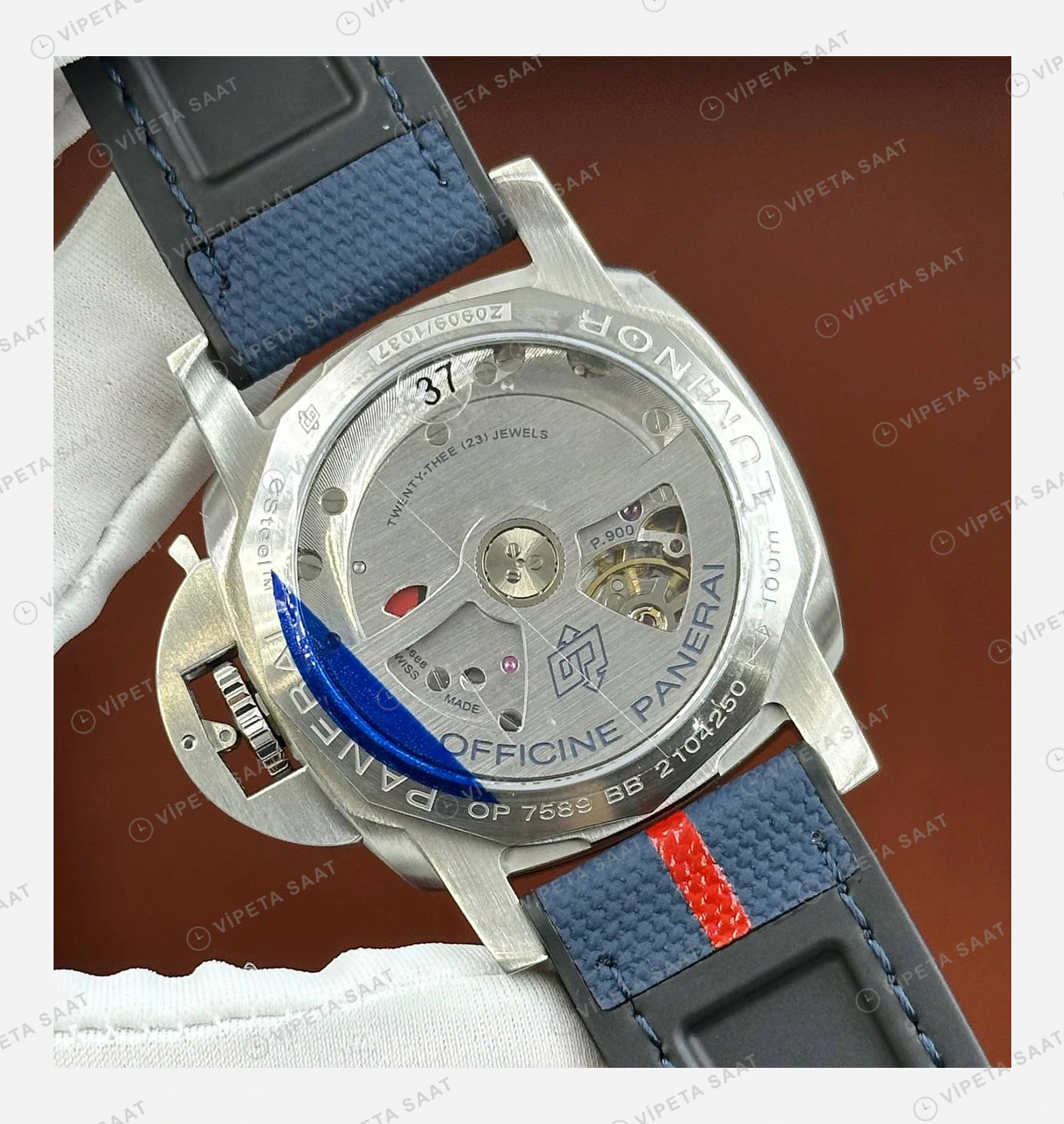Panerai 44 mm PAM01436 Luminor BiTempo Luna Rossa Mavi Kadran Super Clone ETA Eta Saat detay 5