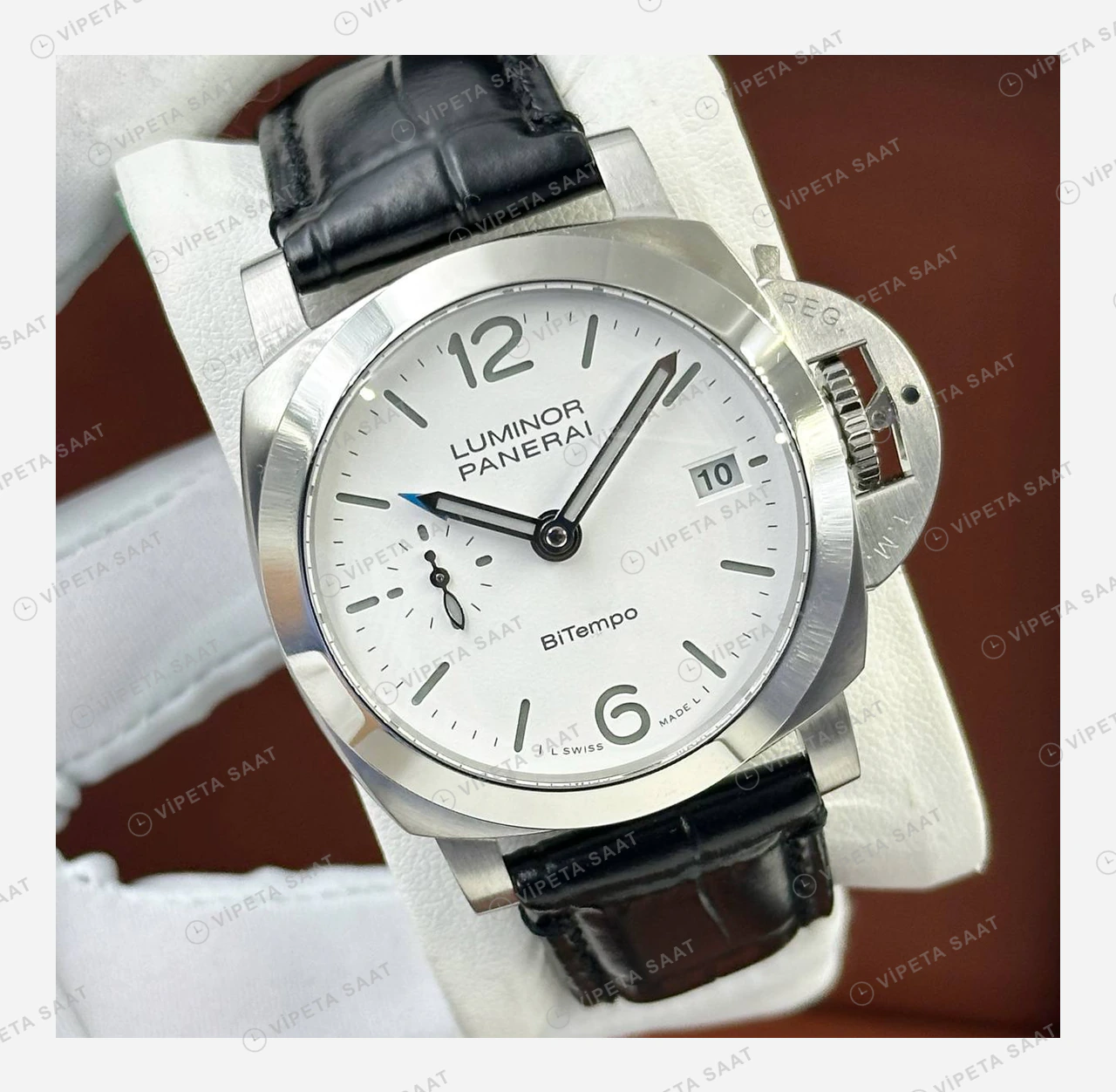 Panerai 44 mm PAM01436 Luminor Marina BiTempo Beyaz Kadran Super Clone ETA Eta Saat detay 5