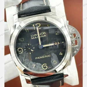 Panerai 44 mm PAM01436 Luminor Marina BiTempo Siyah Kadran Super Clone ETA Eta Saat karşıdan görünüm