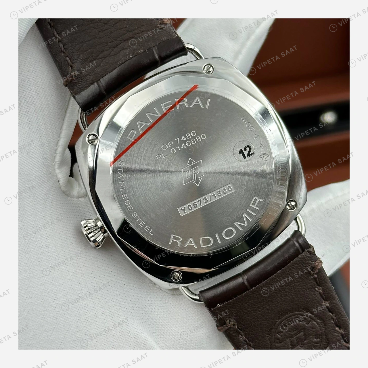 Panerai 45 mm PAM01294 Radiomir Beyaz Kadran Deri Kordon Super Clone ETA Eta Saat detay 4