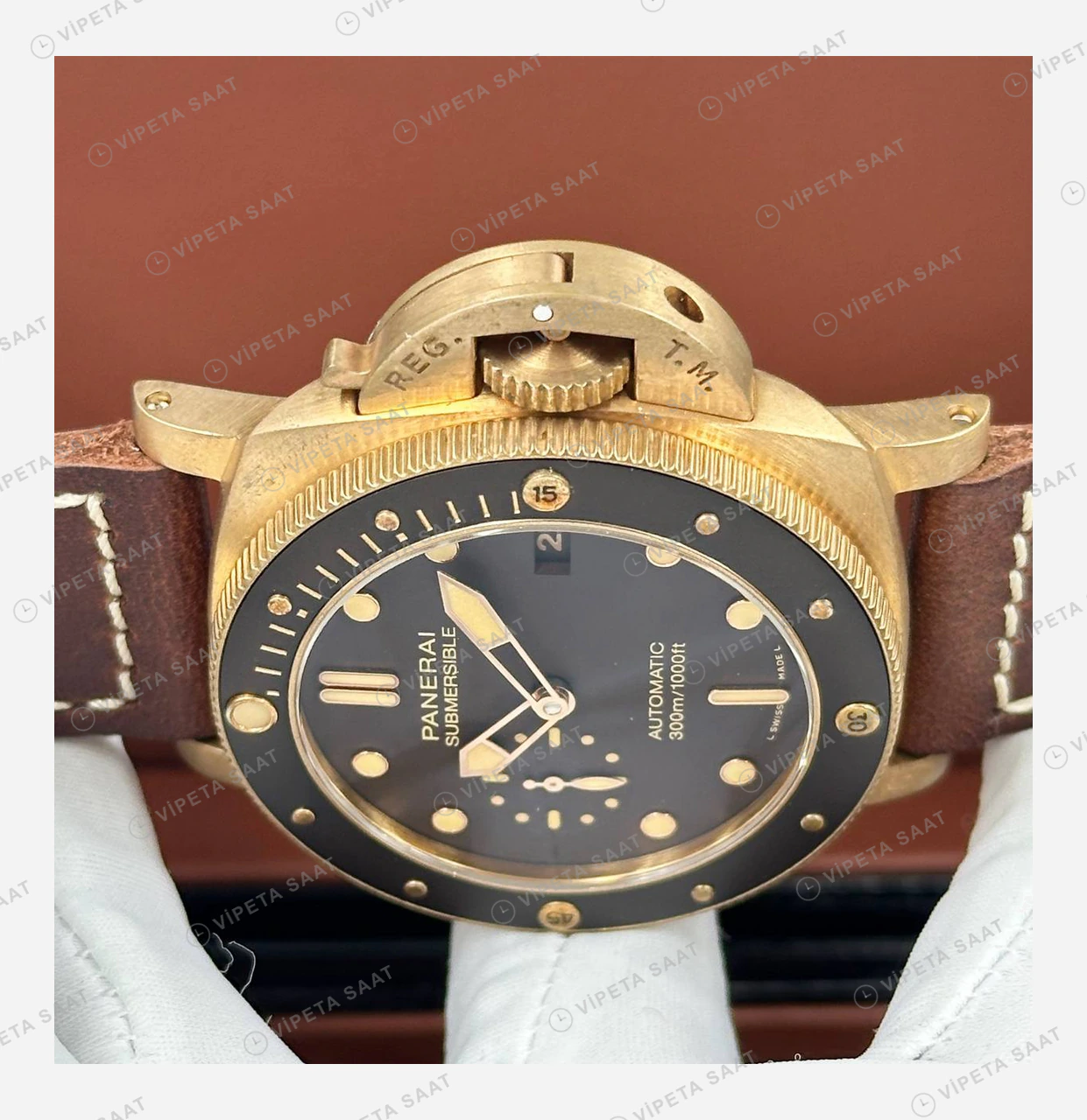 Panerai 45 mm PAM01294 Radiomir Bronzo Kahverengi Kadran Super Clone ETA Eta Saat karşıdan görünüm