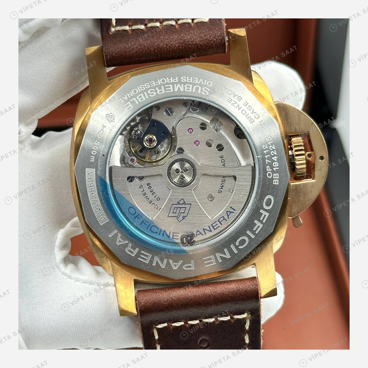 Panerai 45 mm PAM01294 Radiomir Bronzo Siyah Kadran Super Clone ETA Eta Saat detay 6