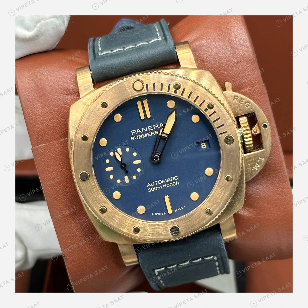 Panerai 47 mm PAM01074 Submersible Bronzo Mavi Kadran Super Clone ETA Eta Saat detay 5