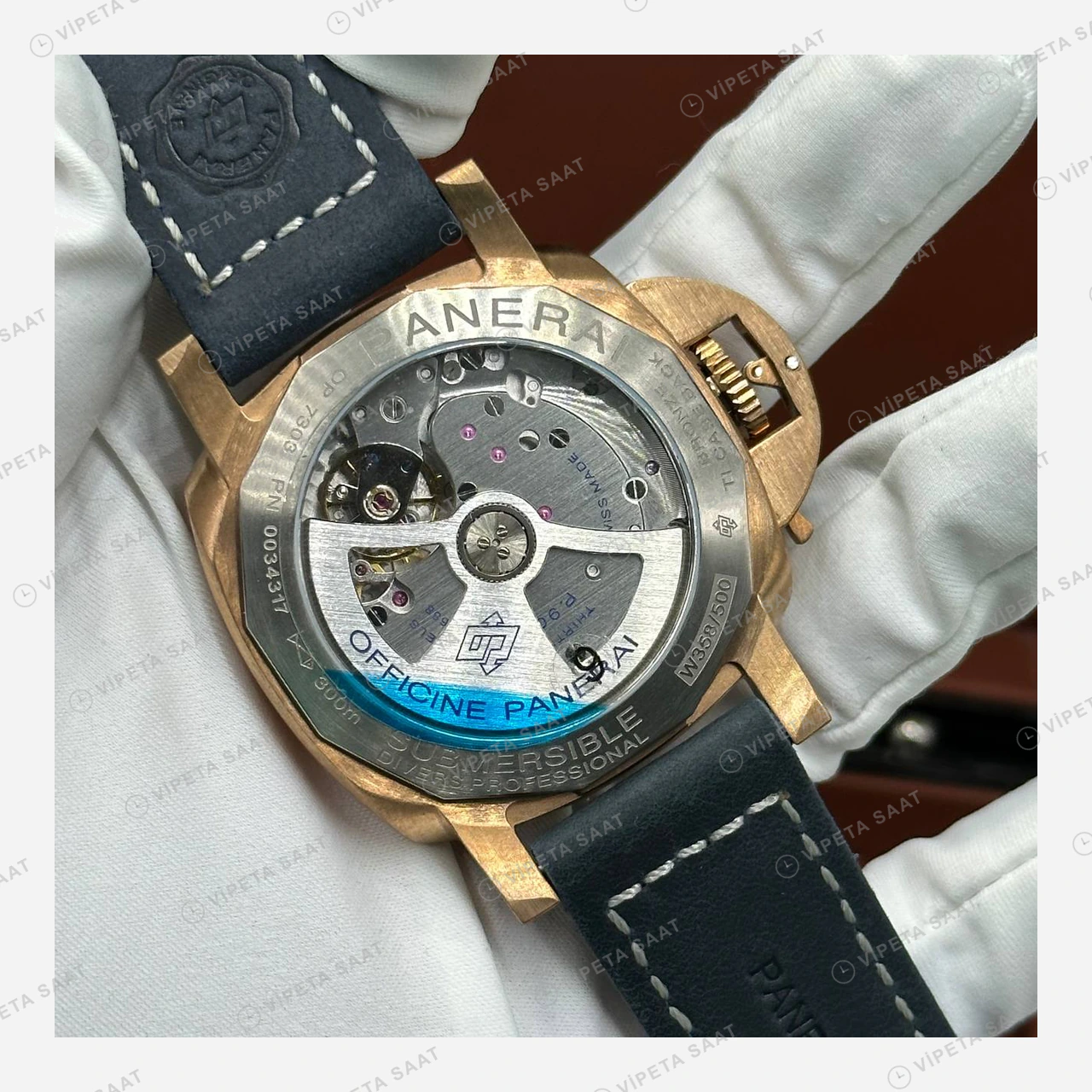 Panerai 47 mm PAM01074 Submersible Bronzo Mavi Kadran Super Clone ETA Eta Saat detay 7